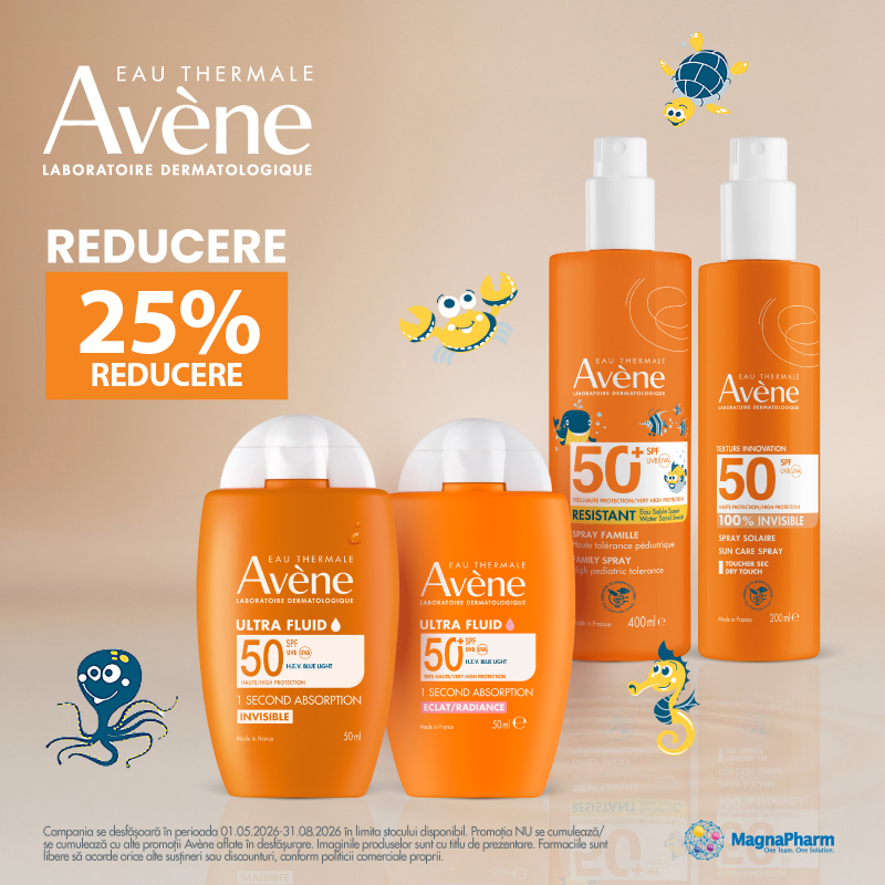 AVENE 25% REDUCERE MAI-AUGUST
