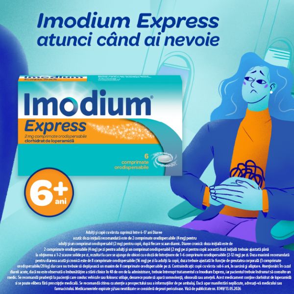 Imodium, 2 mg, 6 comprimate orodispersabile, Johnson & Johnson