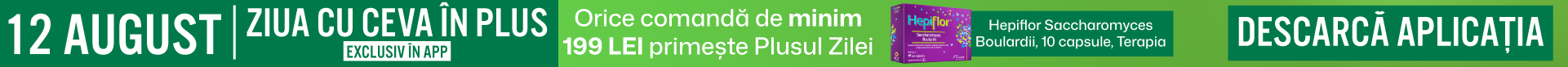 Comanda produse in valoare de minim 199 lei si primesti 1 x Hepiflor Saccharomyces Boulardii, 10 capsule, Terapia