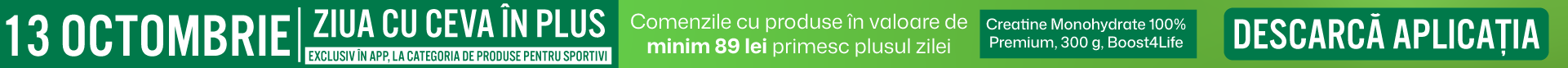 Comenzile cu produse în valoare de minim 89 lei primesc plusul zilei - Creatine Monohydrate 100% Premium, 300 g, Boost4Life