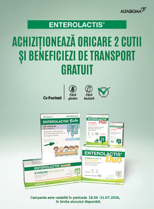 Alfasigma Enterolactis Transport Gratuit Iunie-Iulie