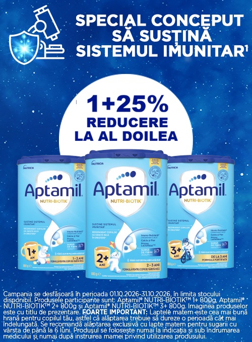 Aptamil 1+25% Reducere la al doilea Octombrie