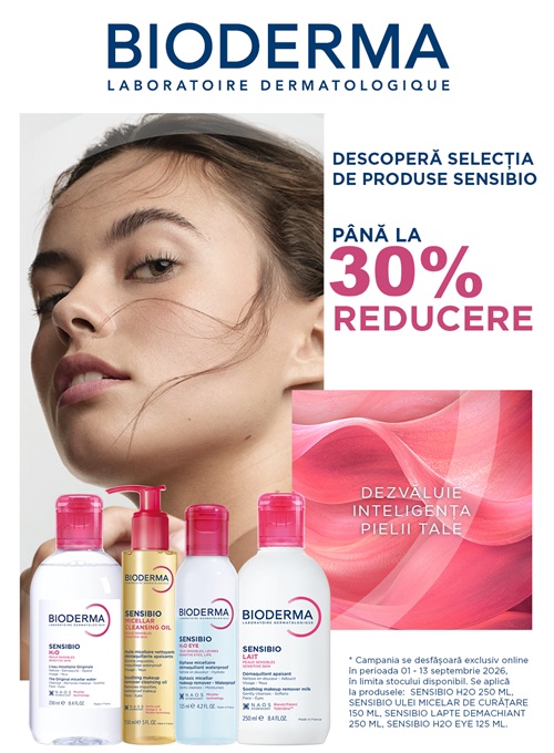 Bioderma Sensibio Pana la 30% Reducere 01.09-13.09 Exclusiv Online