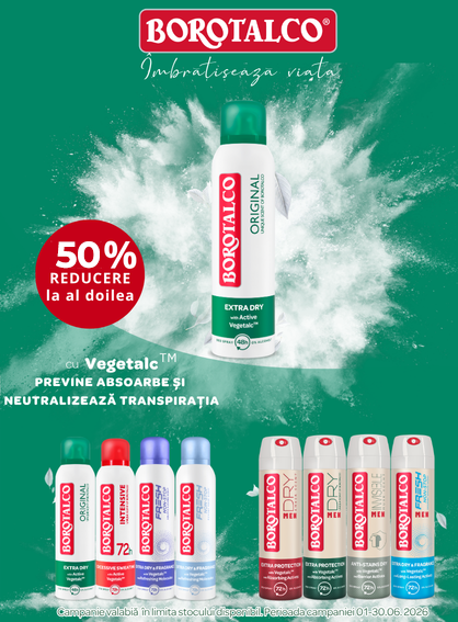 Borotalco 1+50% Reducere la al doilea Iunie