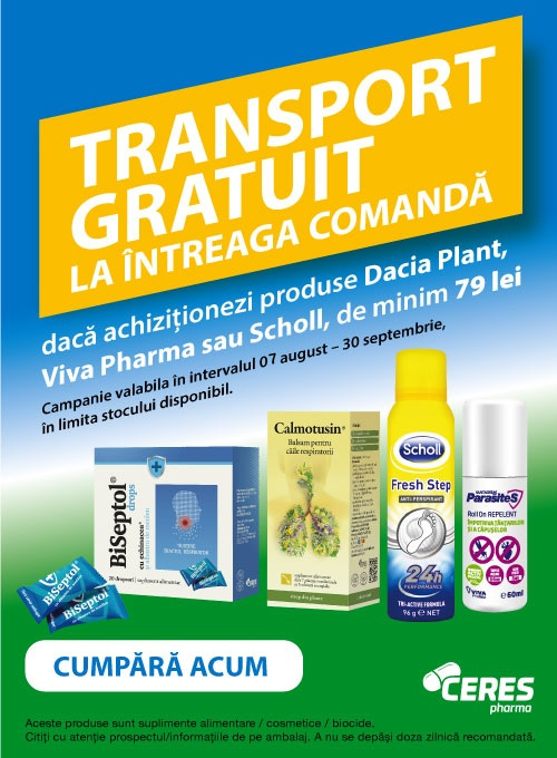 Ceres Pharma Transport Gratuit August-Septembrie