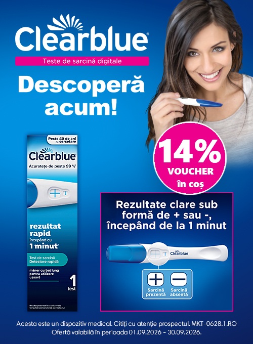Clearblue 14% Voucher in cos Septembrie