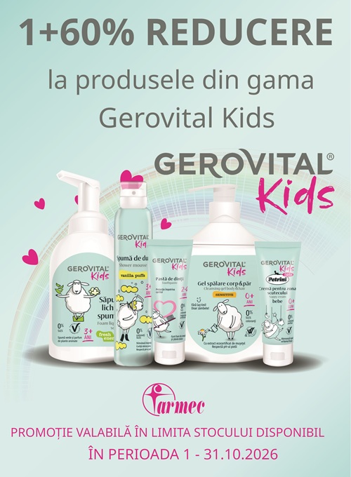 Gerovital Kids 1+60% Reducere la al 2-lea Octombrie
