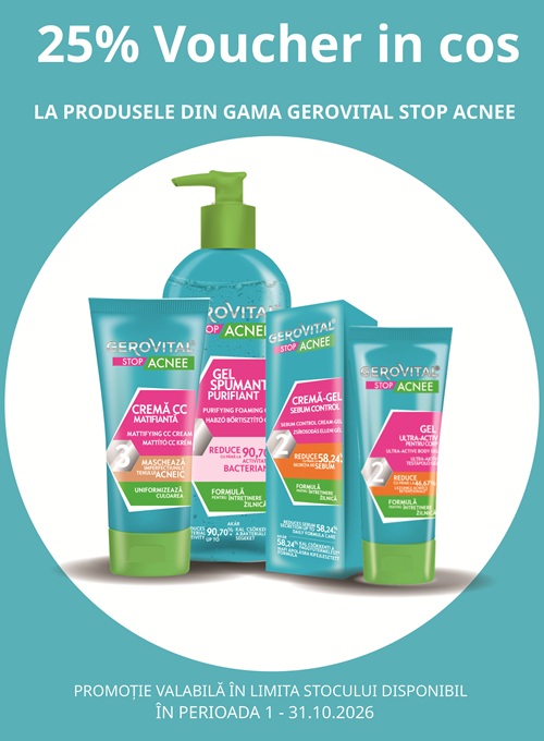 Gerovital Stop Acnee 25% Voucher in cos Octombrie