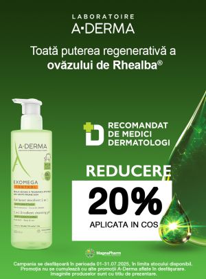 Aderma 20% Voucher in cos Iulie