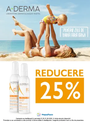 Aderma 25% Reducere Mai-August