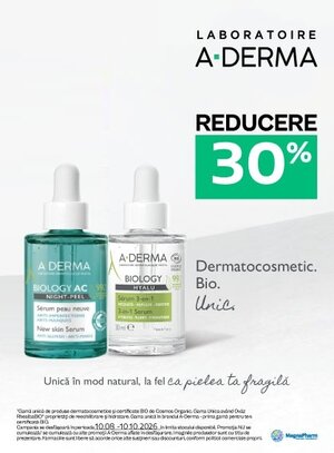 Aderma 30% Reducere August-Octombrie