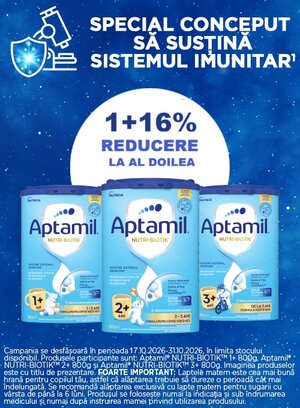 Aptamil 1+16% Reducere la al doilea Octombrie