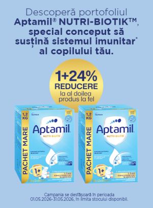 Aptamil 1+24% Reducere la al doilea identic Mai