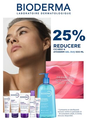 Bioderma 25% Reducere 12.10-18.10 Exclusiv Online