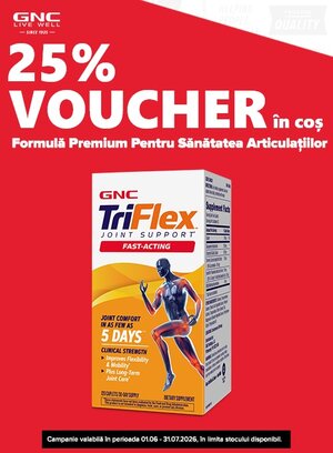 GNC 25% Voucher in cos Iunie-Iulie