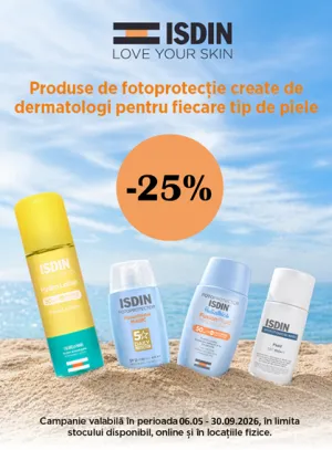 Isdin Sun 25% Reducere Mai-Septembrie