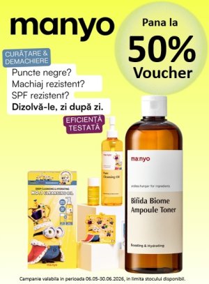Manyo Pana la 50% Voucher aplicat in cos Mai-Iunie