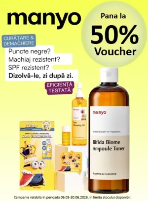 Manyo Pana la 50% Voucher aplicat in cos Mai-Iunie