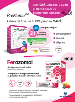 PreMama Duo+Ferozomal Transport gratuit Iulie-Septembrie