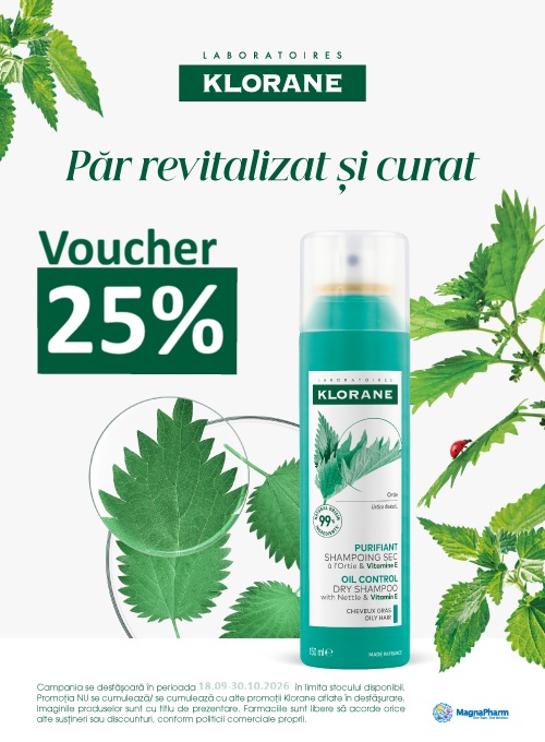 Klorane 25% Voucher aplicat in cos Septembrie-Octombrie