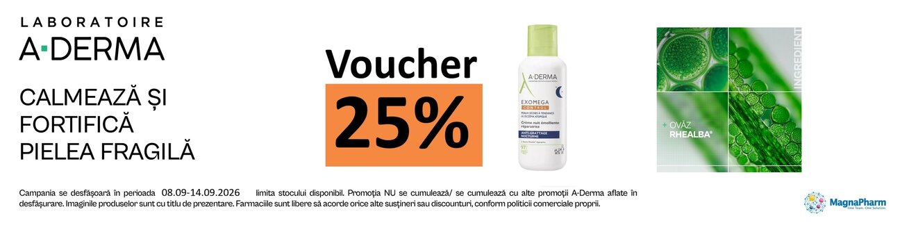 Aderma Exomega 25% Voucher in cos Saptamana Dermatitei Atopice