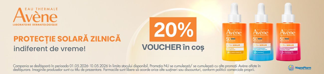 Avene 20% Voucher aplicat in cos Importanta Protectiei Solare