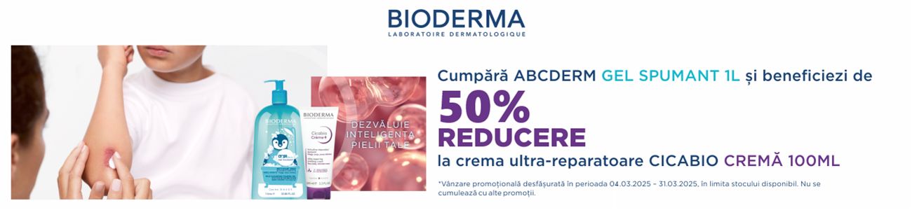 Bioderma 1+50% Reducere la Cicabio Martie