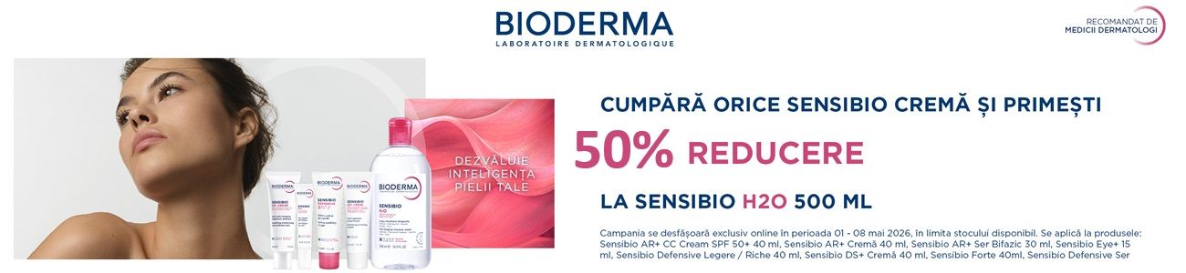 Bioderma 50% Reducele la Solutie micelara Sensibio H2O, 500 ml