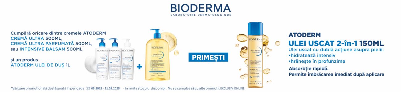 Bioderma Atoderm Produs Bonus Mai EXCLUSIV ONLINE