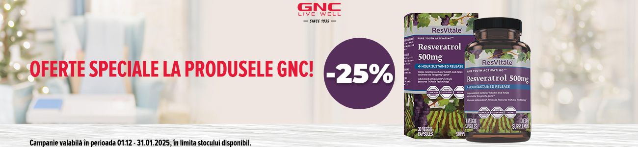 GNC 25% Reducere Decembrie-Ianuarie