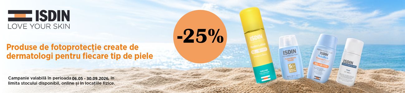 Isdin Sun 25% Reducere Mai-Septembrie