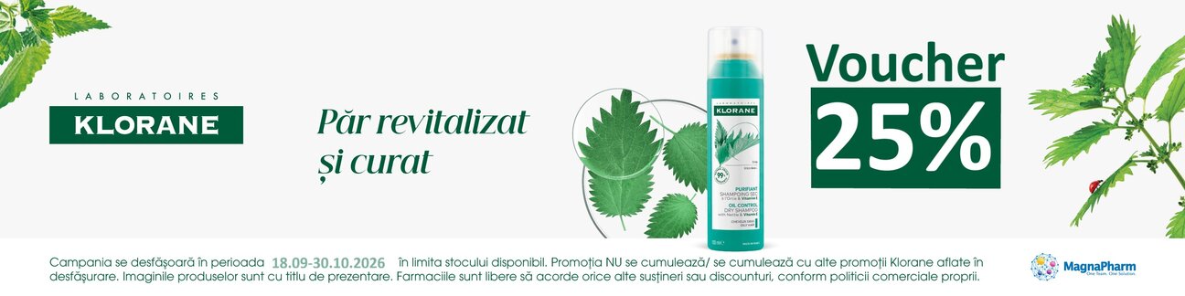 Klorane 25% Voucher aplicat in cos Septembrie-Octombrie