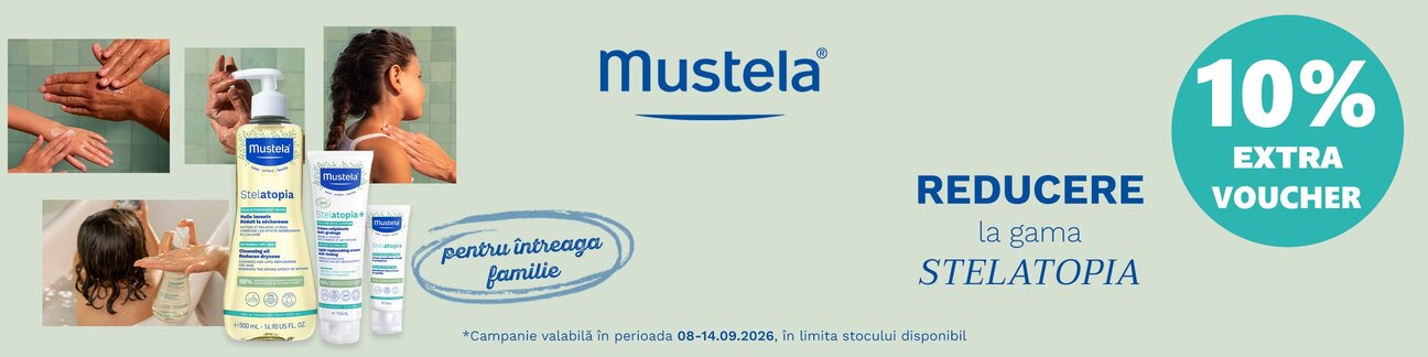 Mustela 10% Extra Voucher in cos Saptamana Dermatitei Atopice