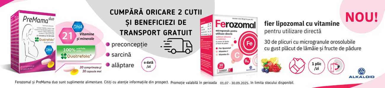 PreMama Duo+Ferozomal Transport gratuit Iulie-Septembrie