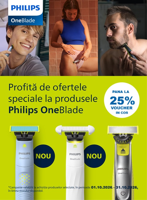 Philips One Blade Pana la 25% Voucher in cos Octombrie