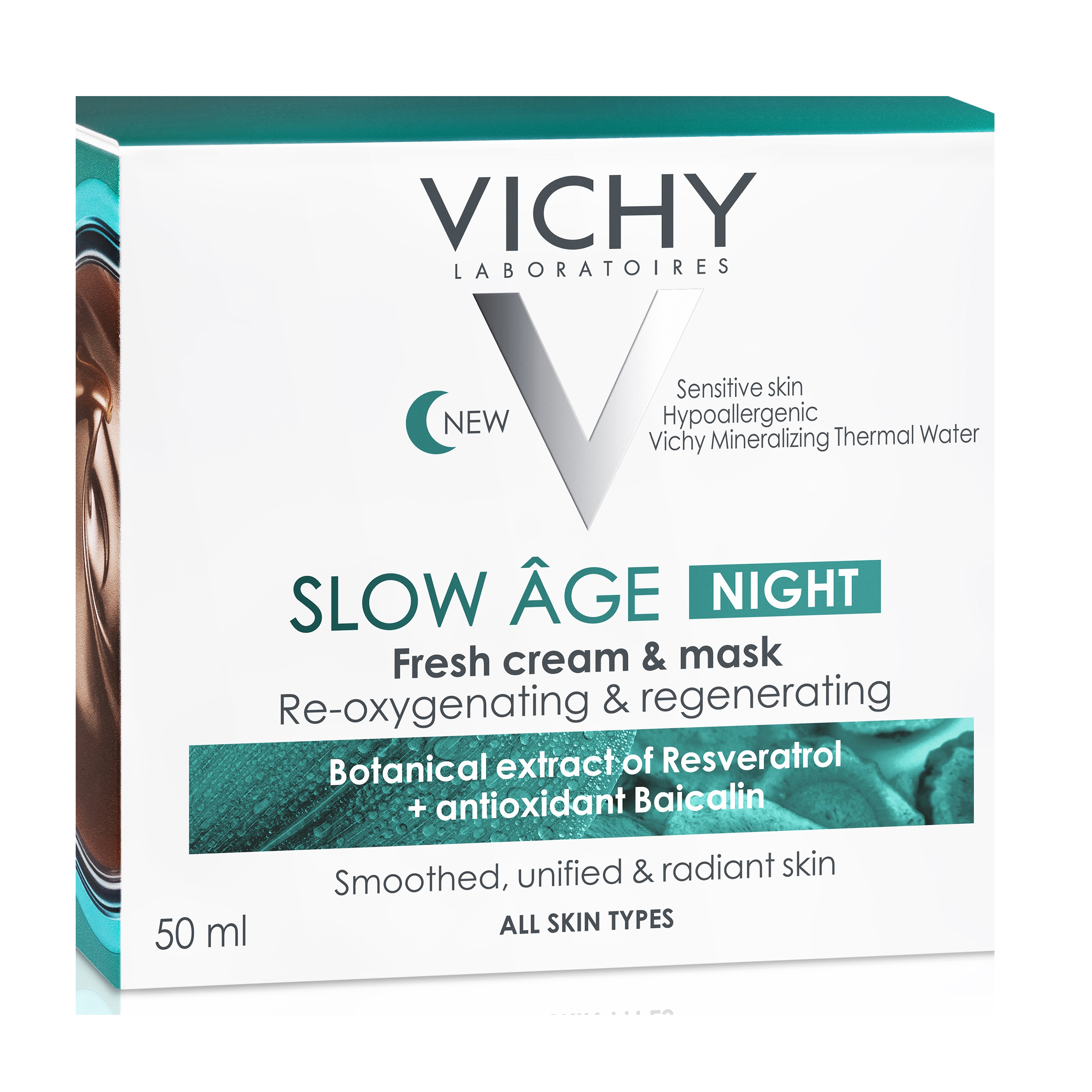 Crema de noapte de fata cu efect racoritor pentru toate tipurile de ten Slow Age, 50 ml, Vichy