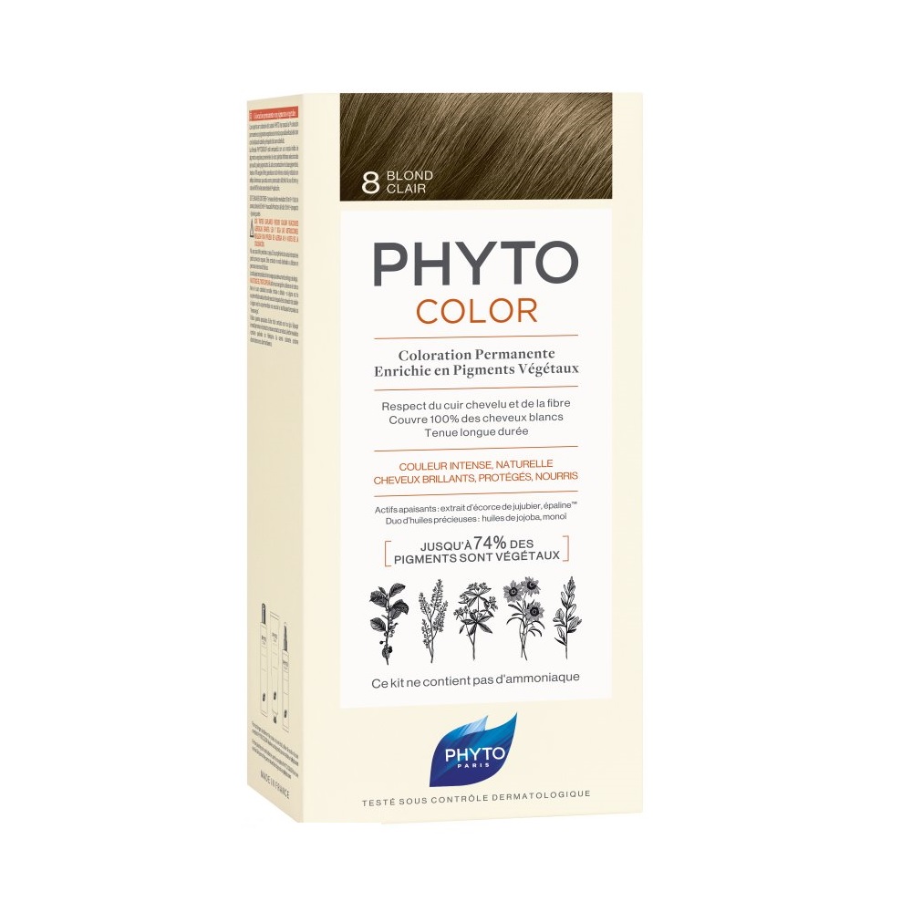 Vopsea de par Light Golden Blonde 8 blond deschis Phytocolor, 50 ml, Phyto