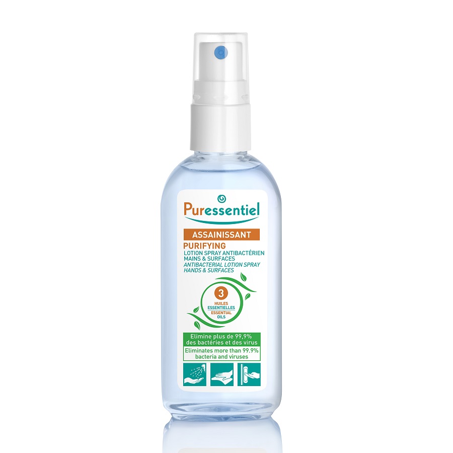 Lotiune spray antibacteriana pentru maini cu 3 uleiuri esentiale, 80 ml, Puressentiel