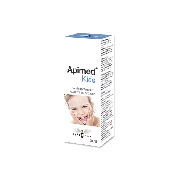 Supliment pentru sustinerea sistemului imunitar cu extract de propolis Apimed Kids, 20 ml, Apipharma