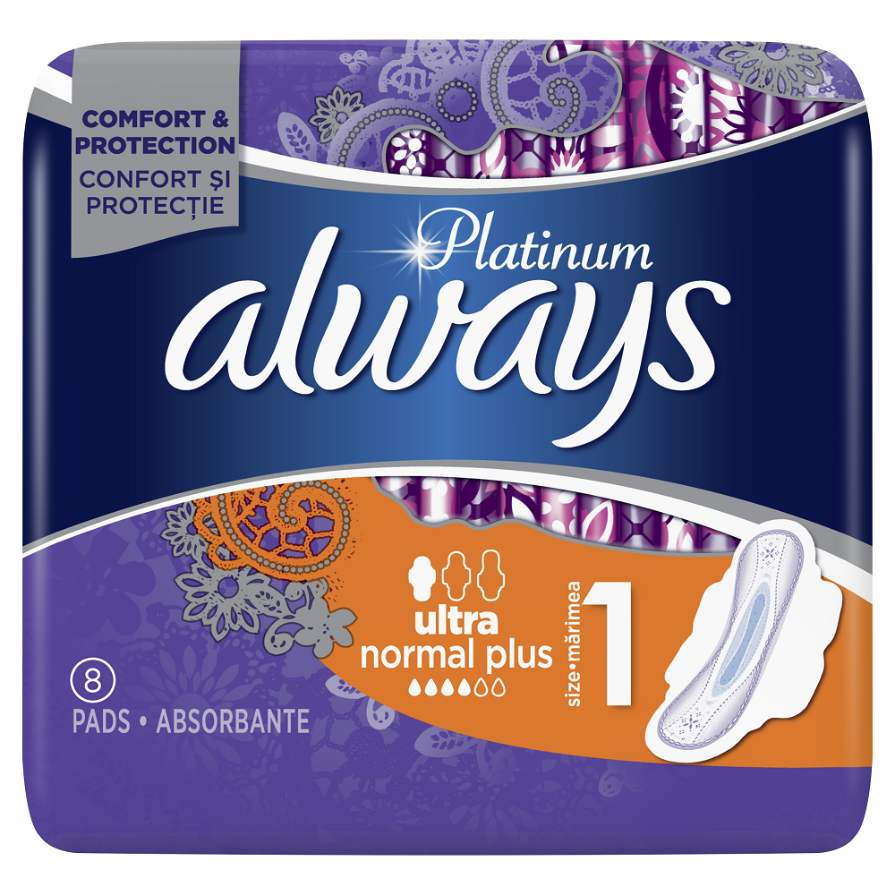 Absorbante Always Platinum Ultra Normal Plus, 8 bucati, P&G