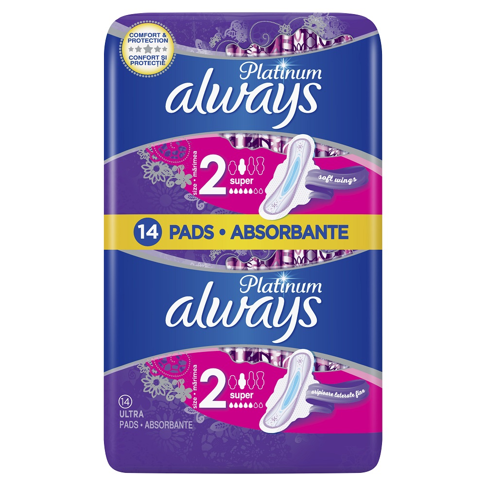 Absorbante Always Platinum Ultra Super, 14 bucati, P&G