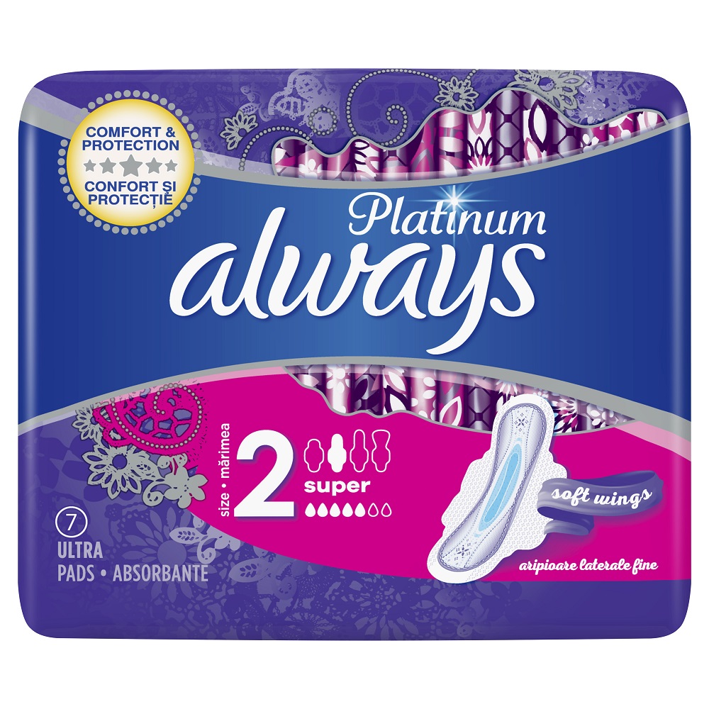 Absorbante Always Platinum Ultra Super, 7 bucati, P&G