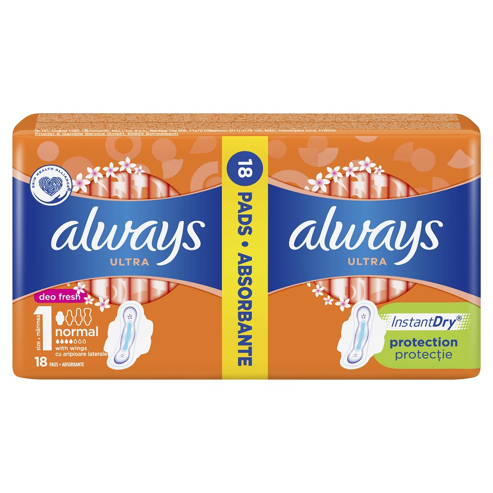 Absorbante Always Ultra Normal Deo Fresh, 18 bucati, P&G