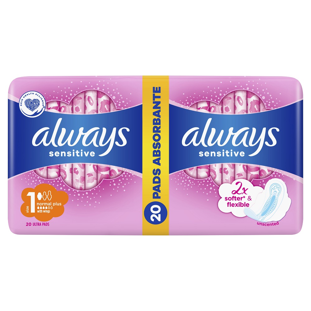 Absorbante Always Ultra Sensitive Normal Plus, 20 bucati, P&G