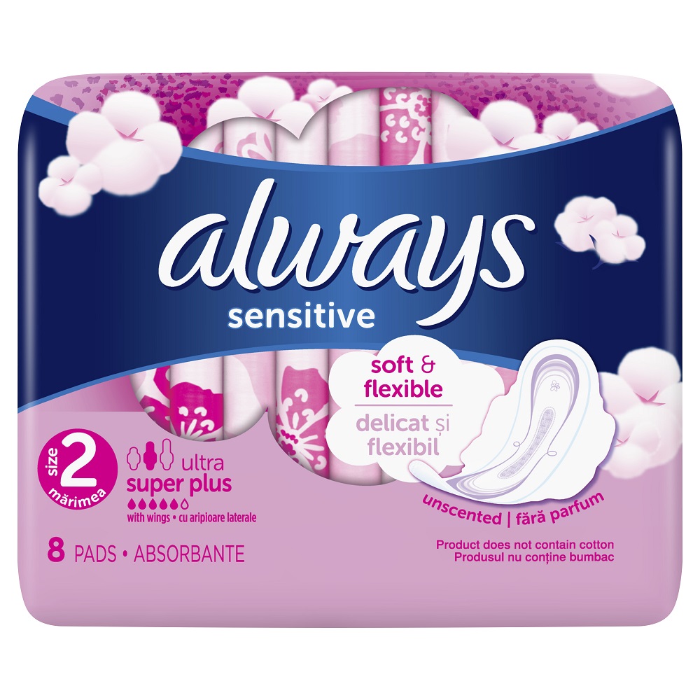 Absorbante Always Ultra Sensitive Super Plus, 8 bucati, P&G