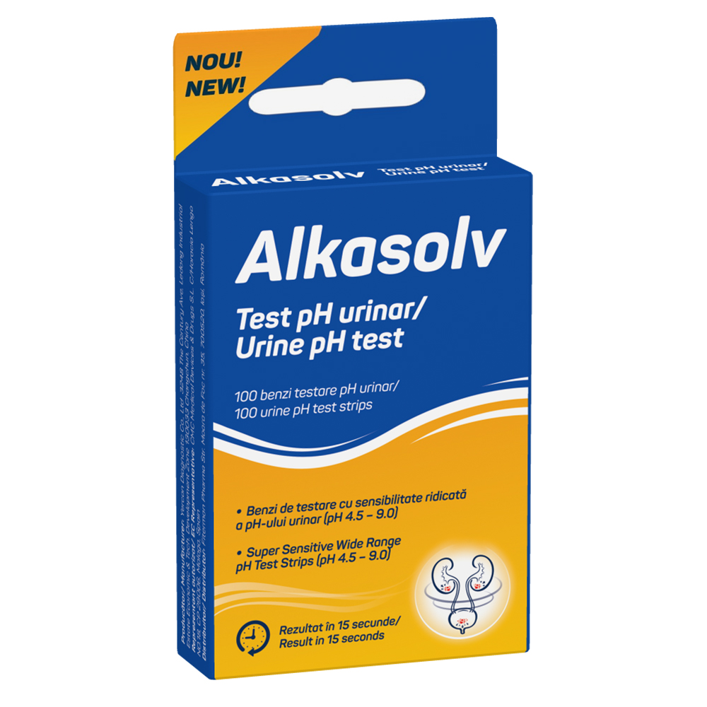 Alkasolv Test ph urinar, 100 benzi testare, Fiterman Pharma