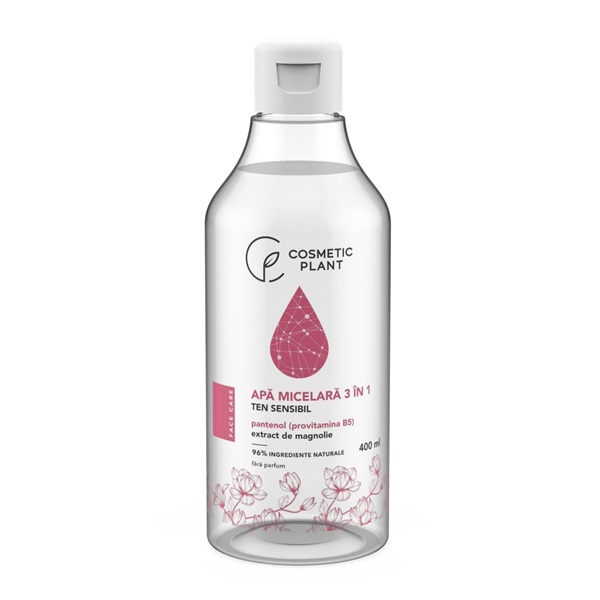 Apa micelara 3 in 1 cu extract de magnolie si pantenol pentru ten sensibil, 400 ml, Cosmetic Plant