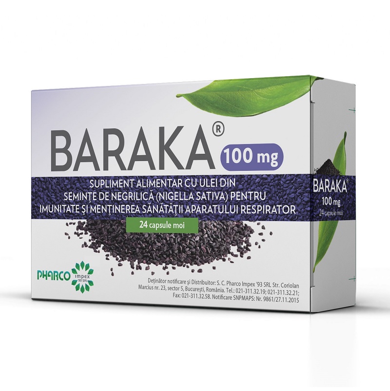 Baraka 100 mg, 24 capsule moi, Pharco