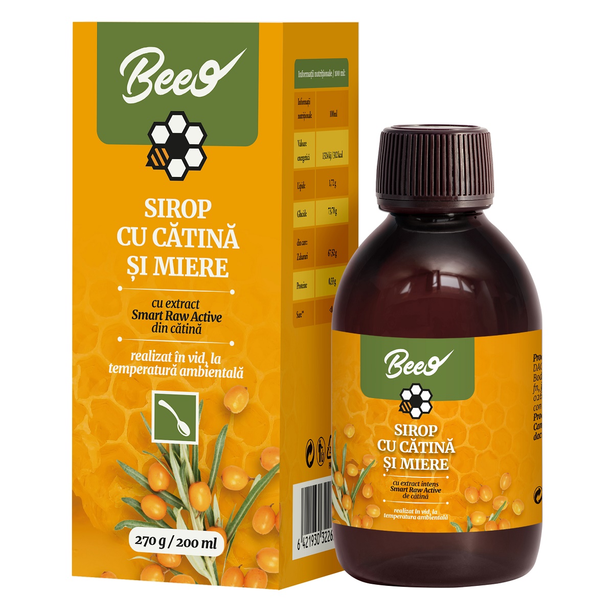 Sirop cu Catina si miere Beeo, 200 ml, Dacia Plant