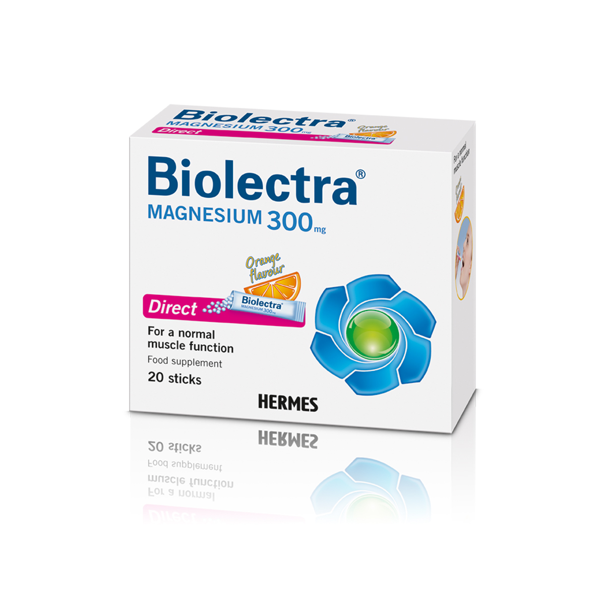 Biolectra Magneziu 300 mg Direct cu aroma de portocala, 20 plicuri, Hermes